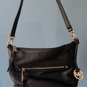 Michael Kors Black Shoulder Bag with Gold Accents